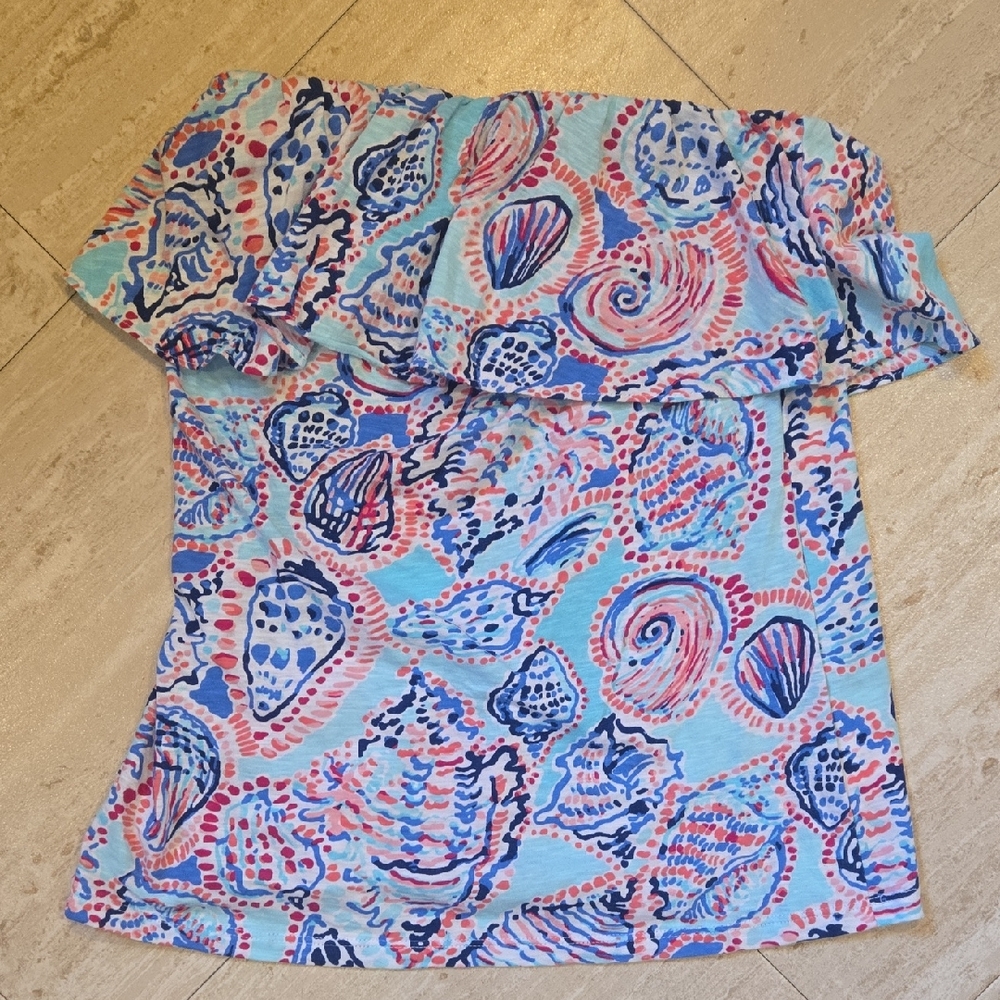 Lilly Pulitzer "Shell Me About It"  Wiley Ruffle Tube Top